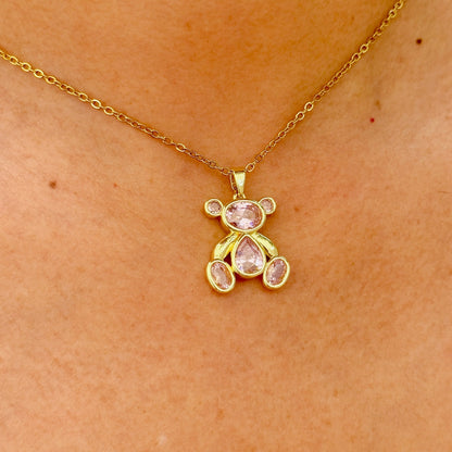 Collar Dije Osito Zirconia Acero Inox