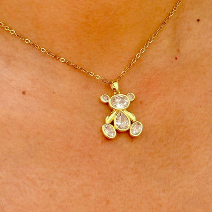 Collar Dije Osito Zirconia Acero Inox