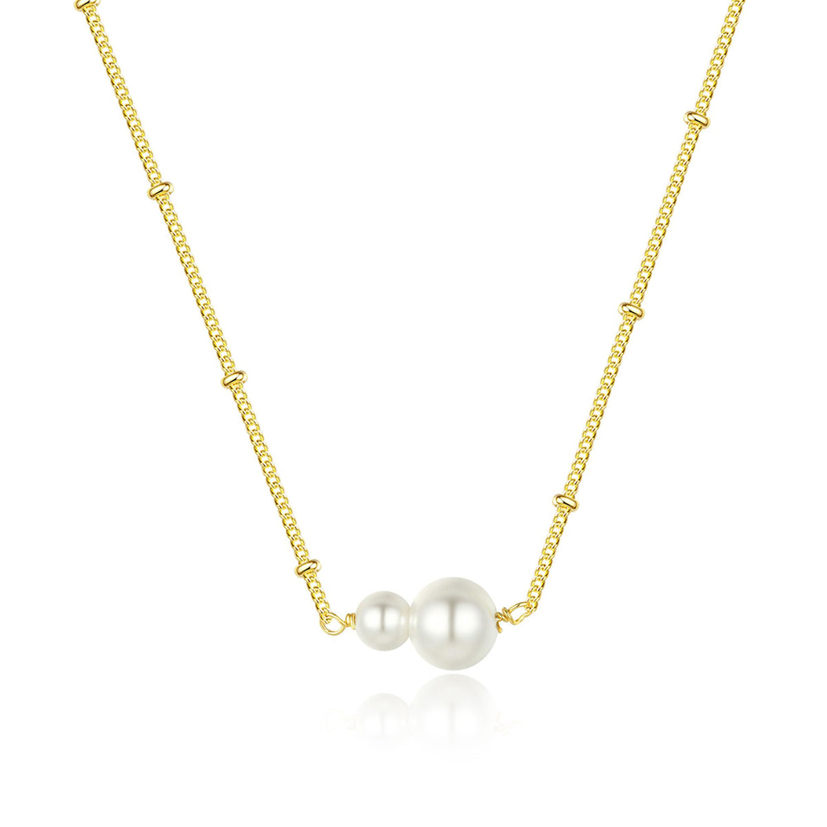 Collar Doble Perla Acero Inox 0600-11