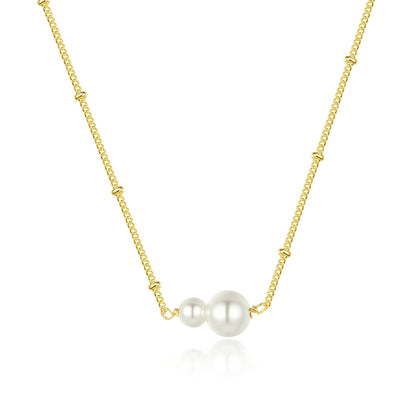 Collar Doble Perla Acero Inox 0600-11