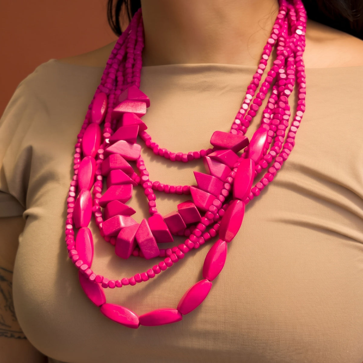 Collar Cuentas Madera 0600-34