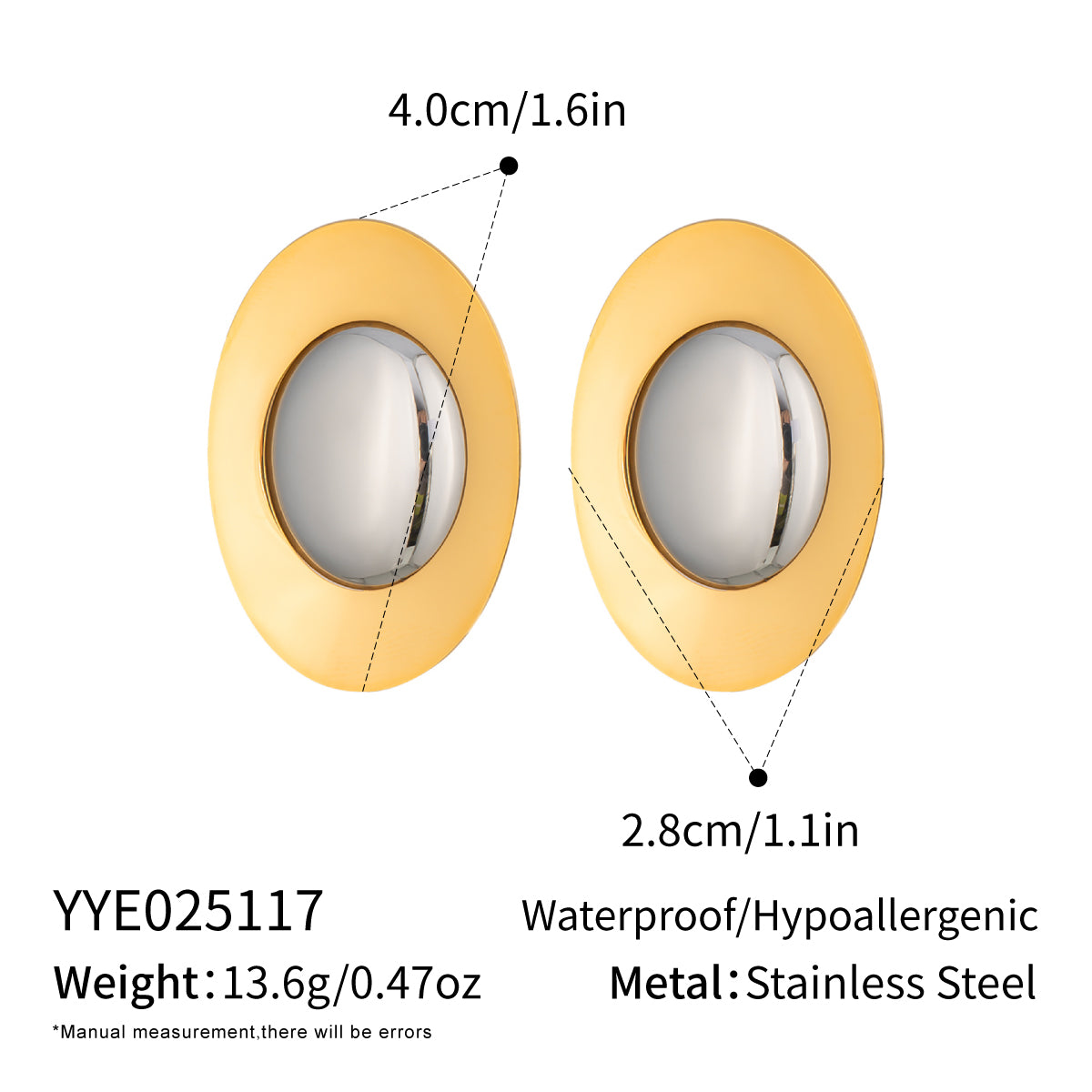 Aretes Ovales Acero Inox 0600-35