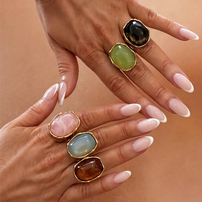 Anillo Acero Inoxidable Piedra Resina 0600-39