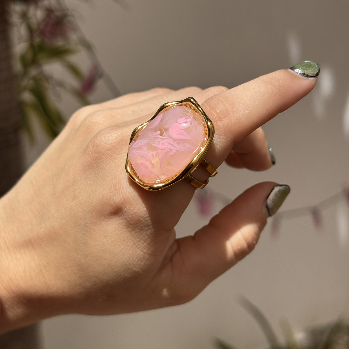 Anillo Acero Inoxidable Piedra Resina 0600-39