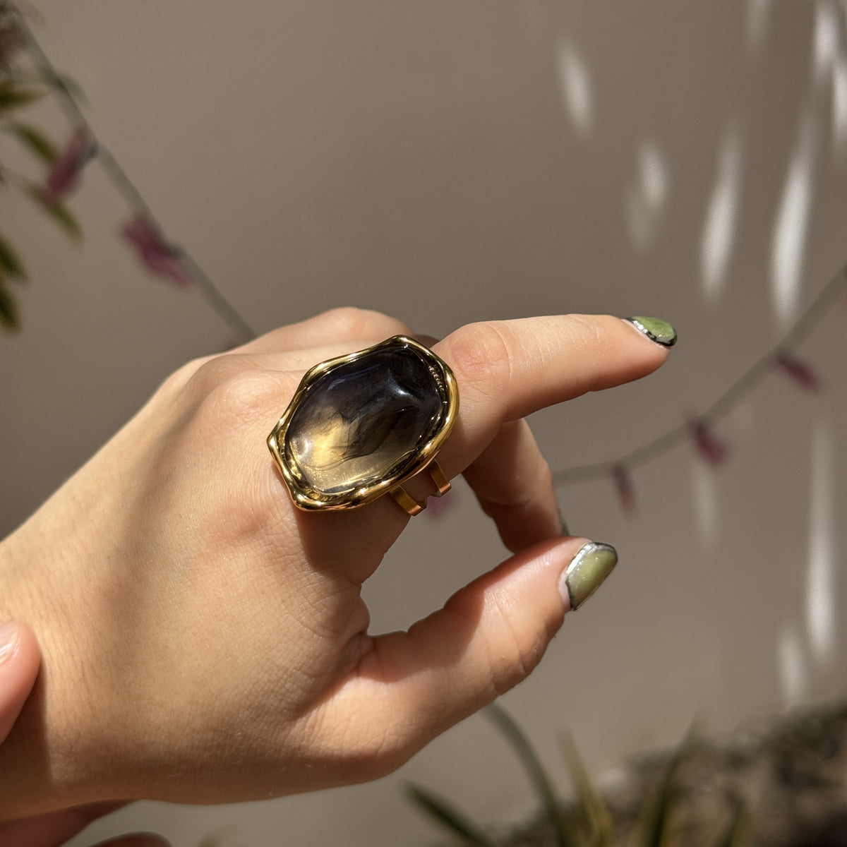 Anillo Acero Inoxidable Piedra Resina 0600-39