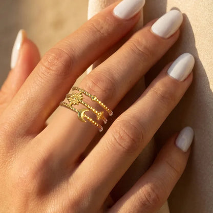 Anillo Abierto Luna Acero Inox 0600-4