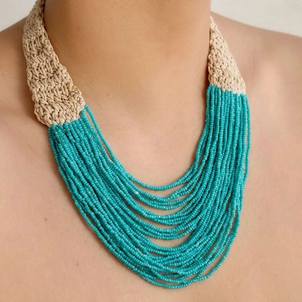 Collar Cuentas Tejidas Bohemio 0600-70