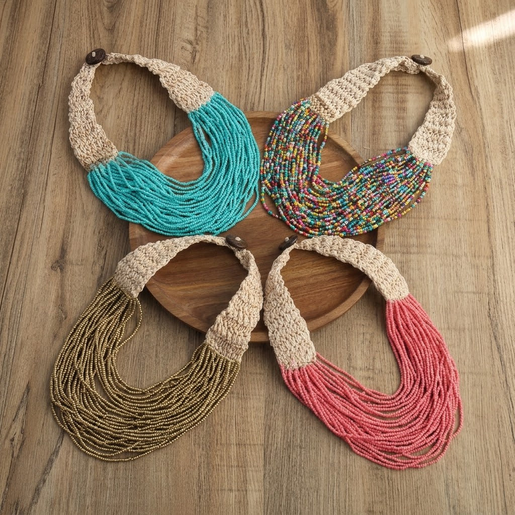 Collar Cuentas Tejidas Bohemio 0600-70