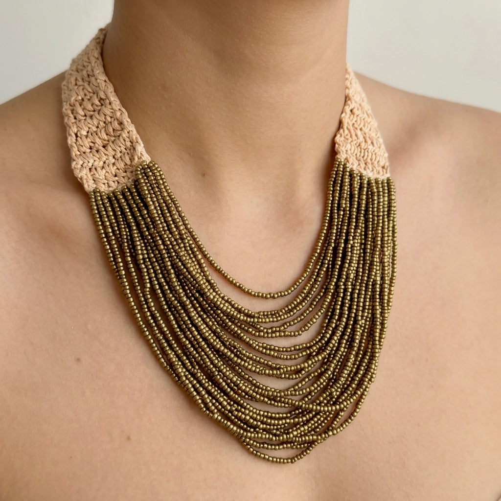 Collar Cuentas Tejidas Bohemio 0600-70