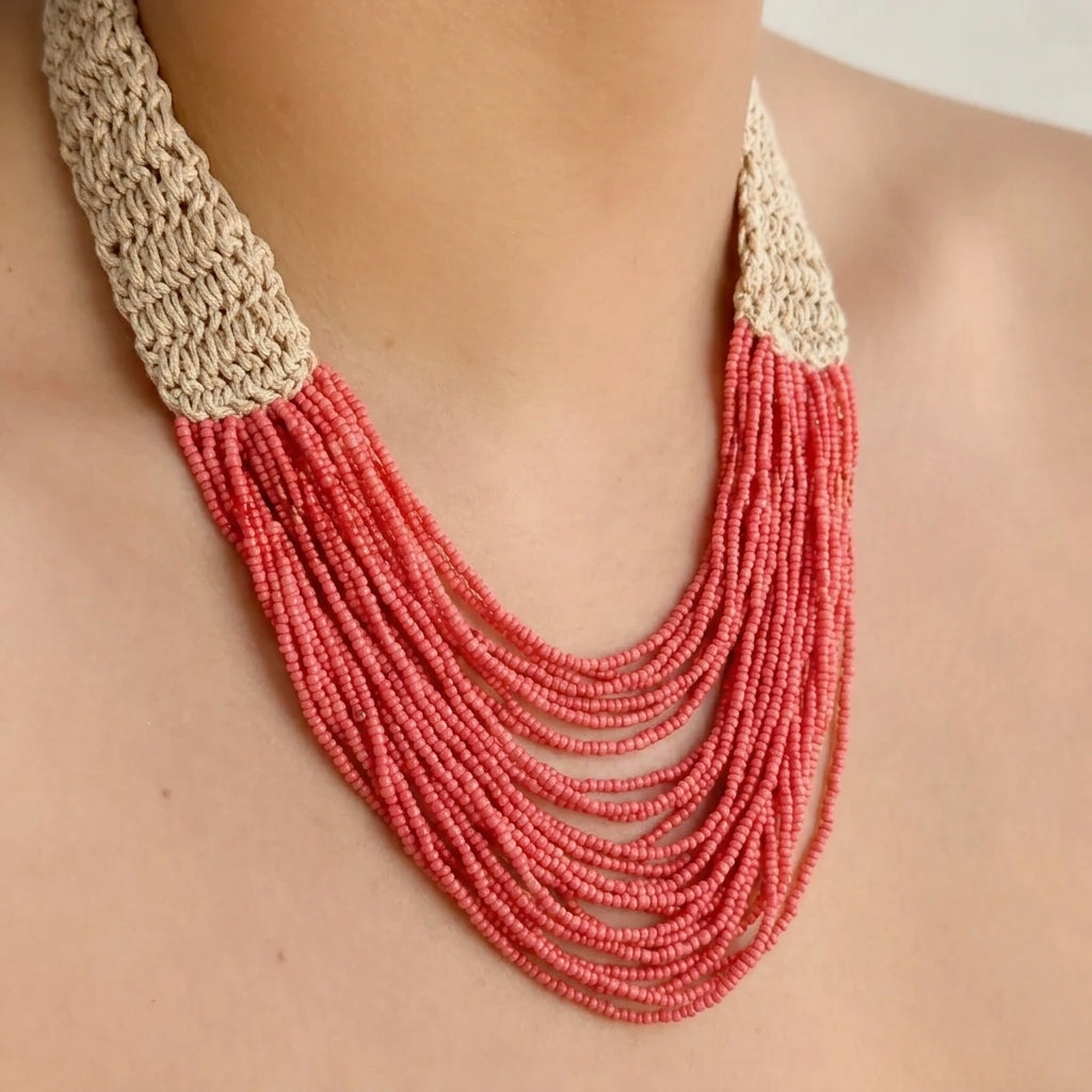 Collar Cuentas Tejidas Bohemio 0600-70