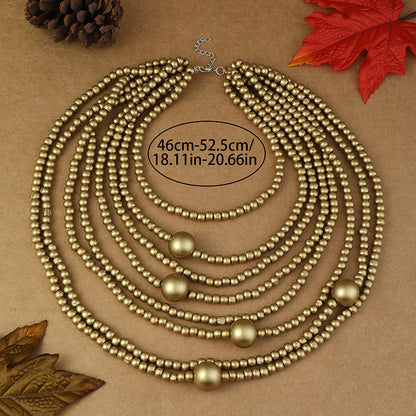 Collar Cuentas Madera Dorado 0600-83