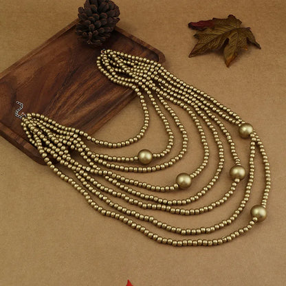 Collar Cuentas Madera Dorado 0600-83