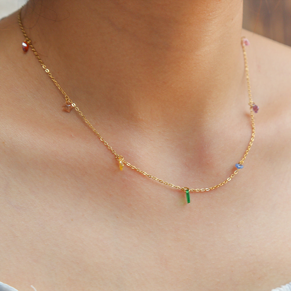 Collar Gotas Colores Acero Inox 5552-19