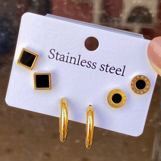 Set Aretes Acero Inoxidable 1909-29