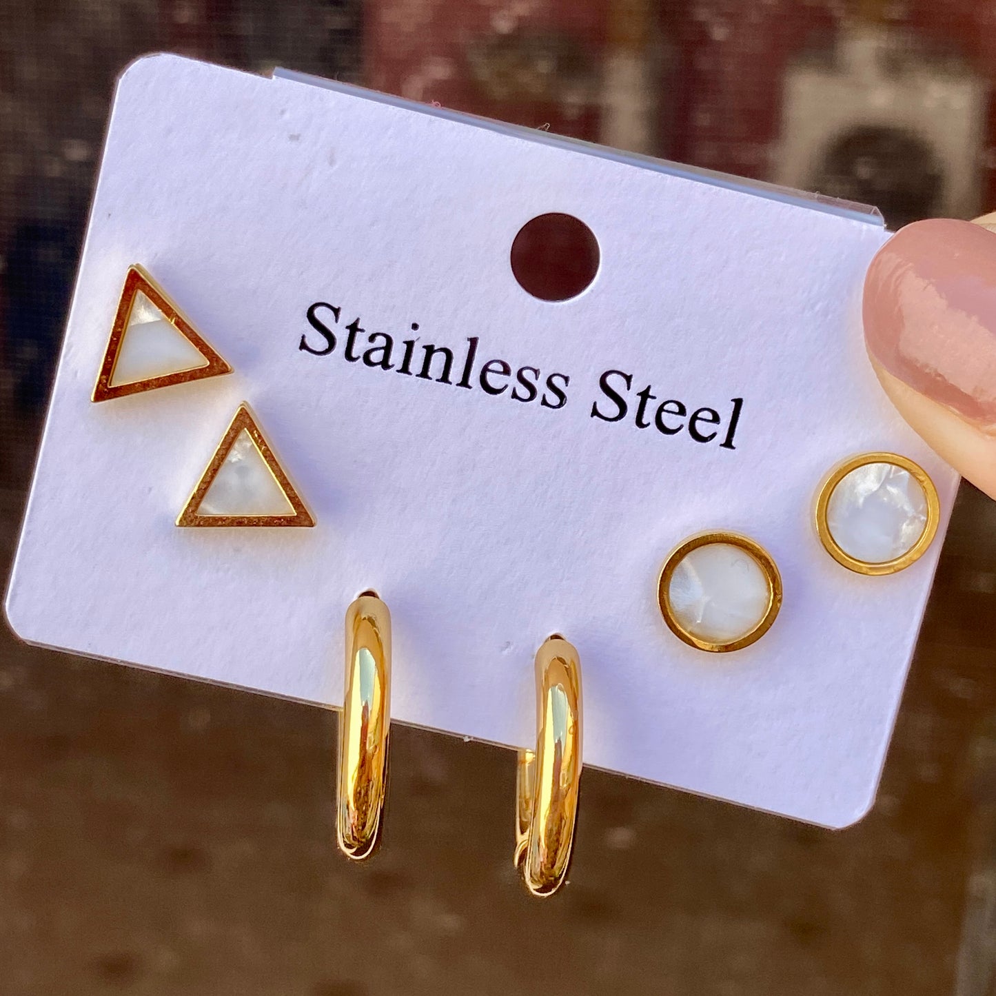 Set Aretes Acero Inoxidable 1909-30