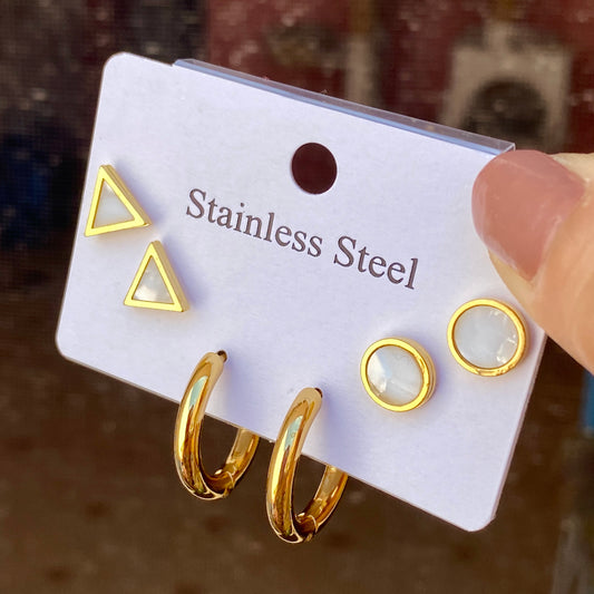 Set Aretes Acero Inoxidable 1909-30