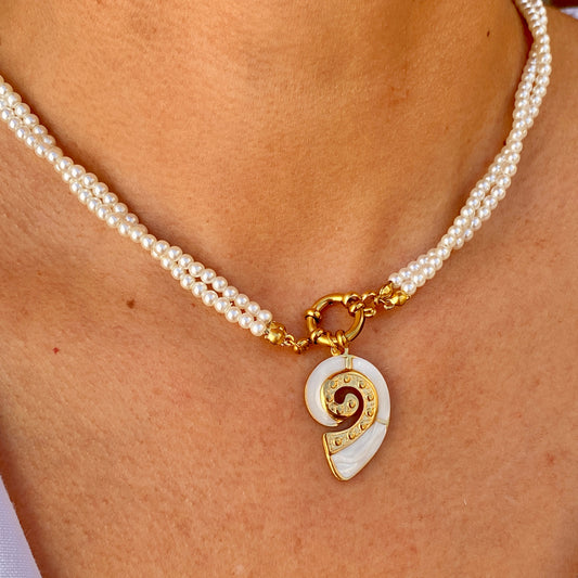 Collar Caracol Perlas Acero Inoxidable 2015-74