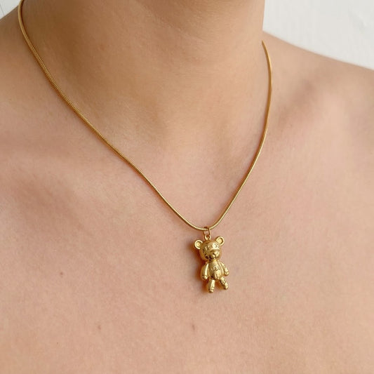 Collar Osito Dorado Acero Inox