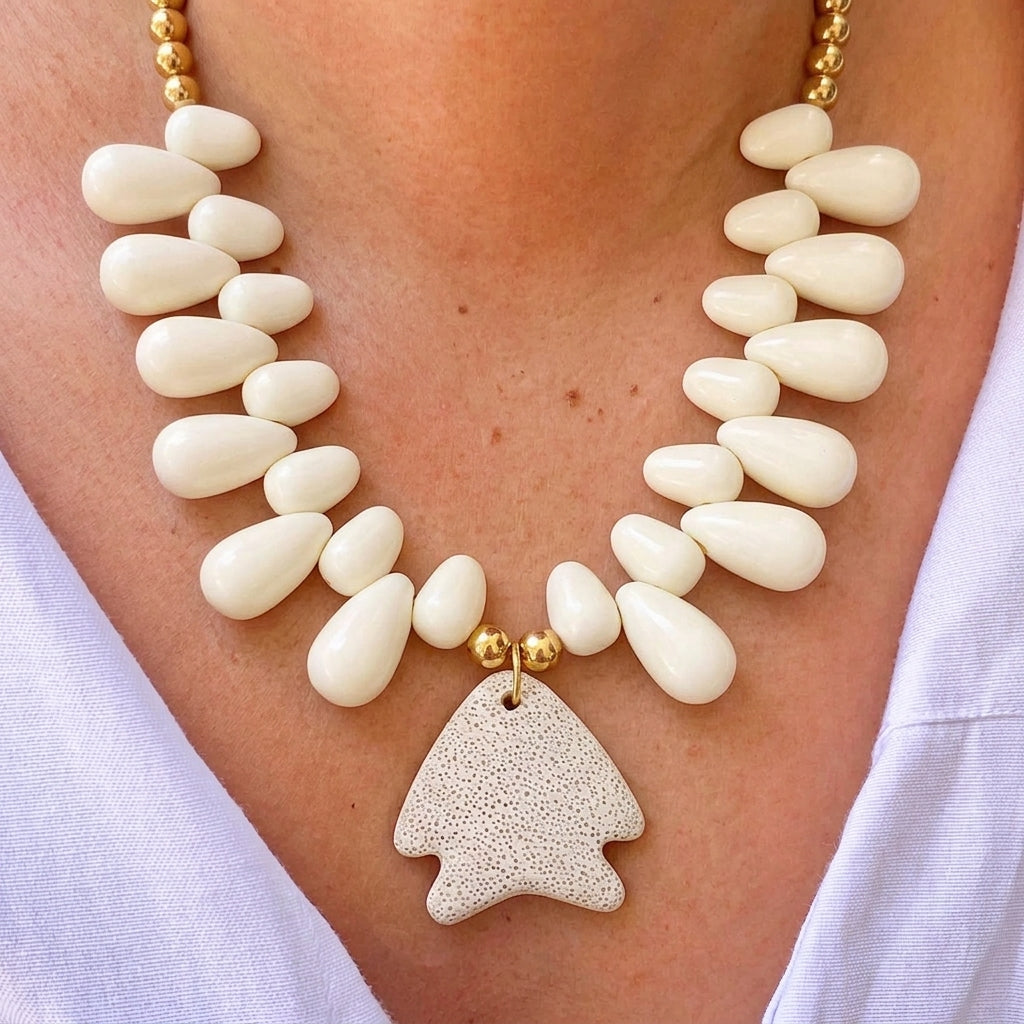 Collar Cuentas Blancas Piedra Natural 3052-10