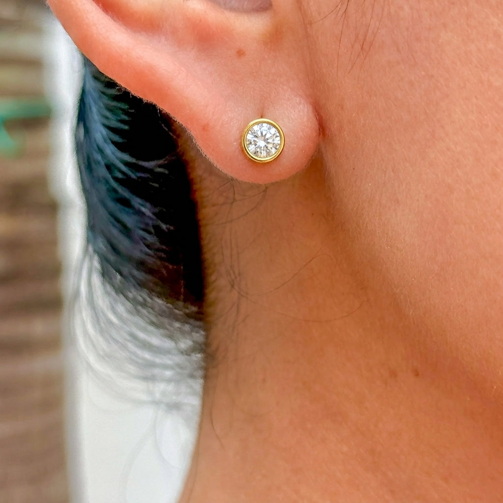 Aretes Redondos Dorados Acero Inox 3072-16