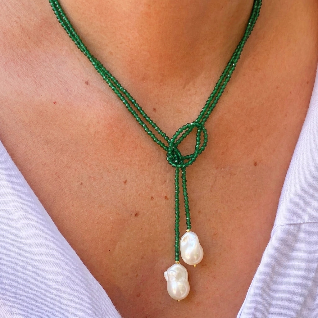 Collar Largo Cuentas Verde Perla 3072-19