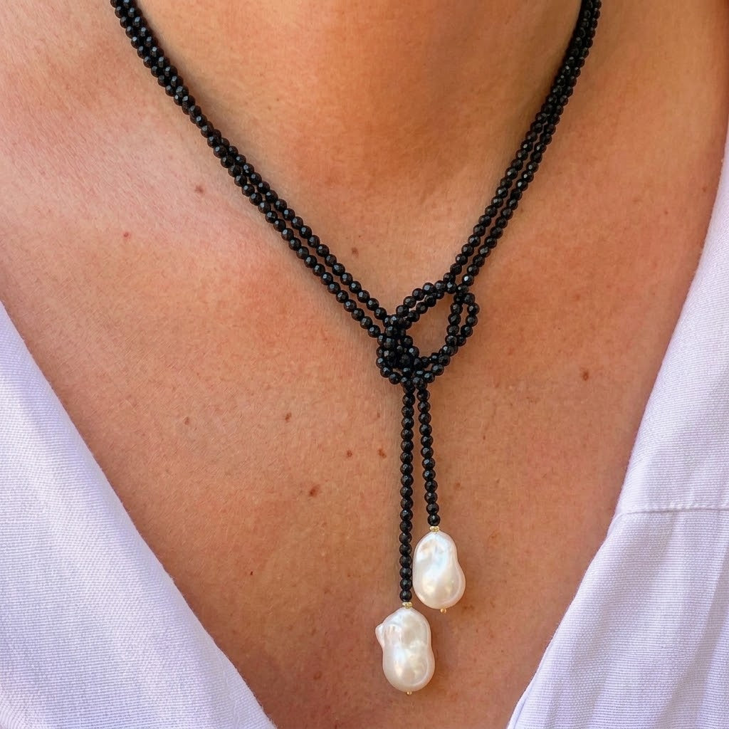 Collar Largo Cuentas Negra Perla 3072-20