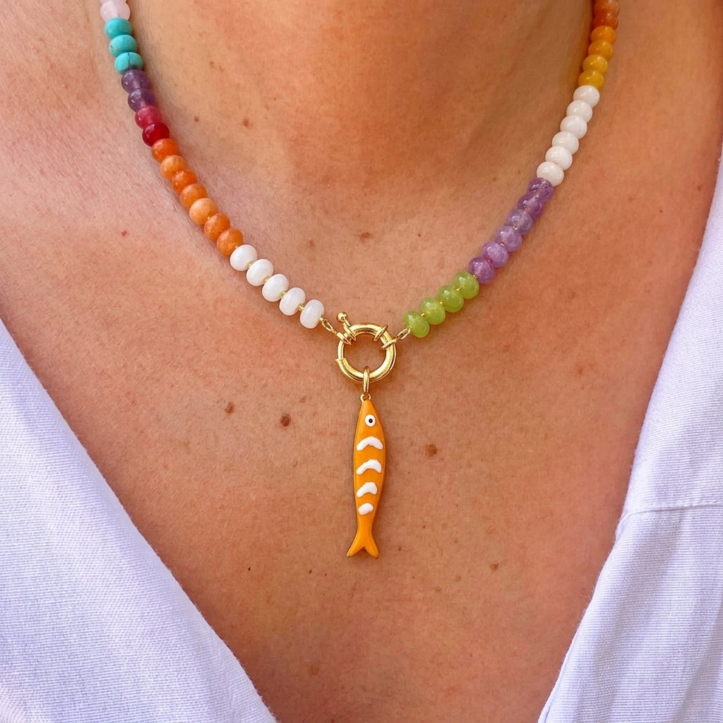 Collar Perlas Boho Conchas Acero Inox  3072-31