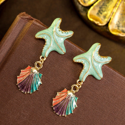 Aretes Estrella Mar Conchas Chapa 3072-47