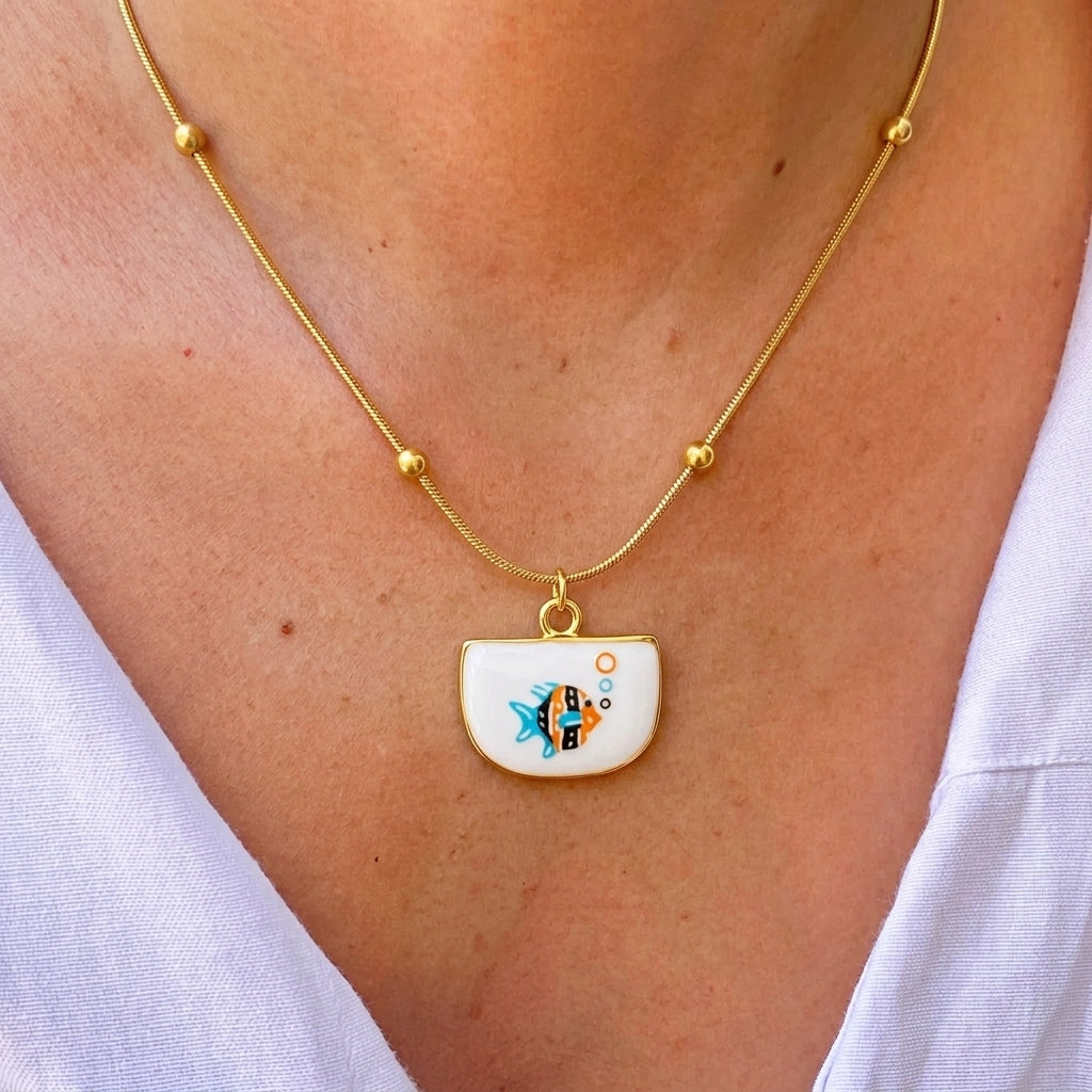 Collar Dije Pez Colores Acero Inox 3072-7