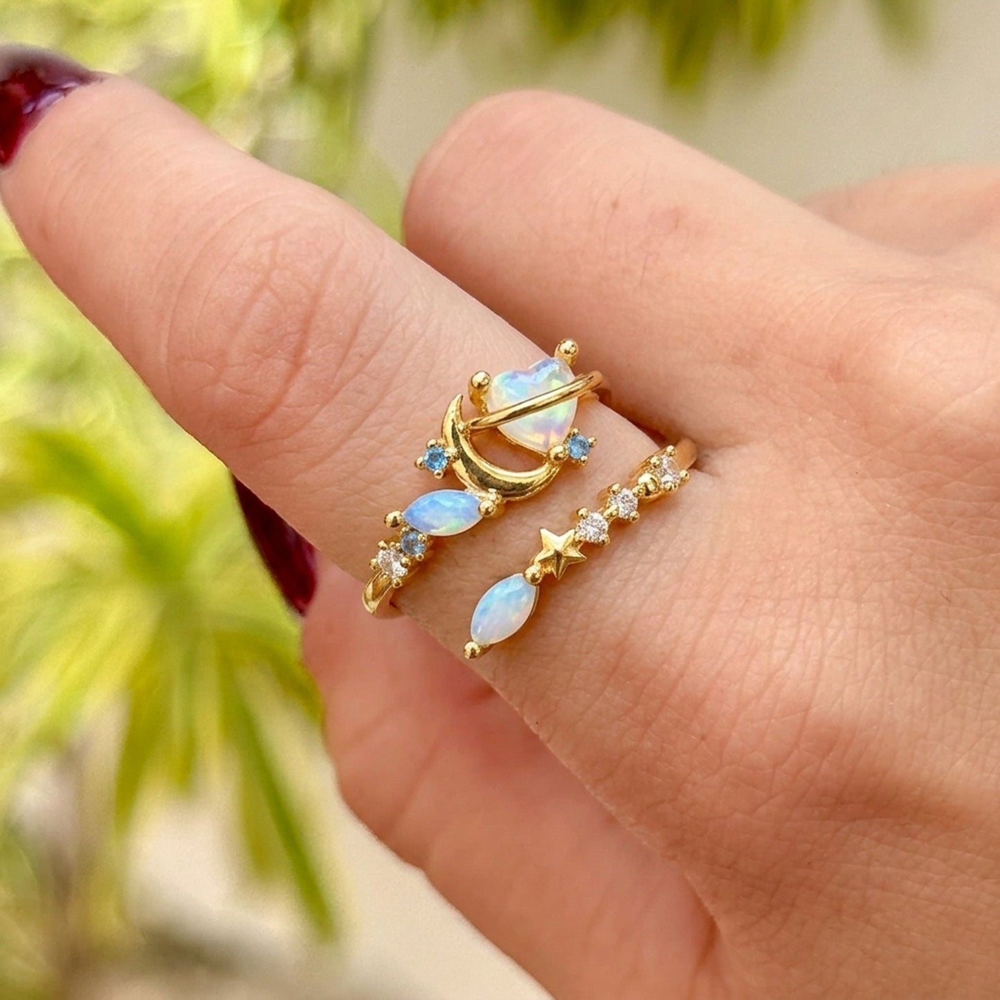 Anillo Luna Zirconia Azul Chapa 18K 3110-14