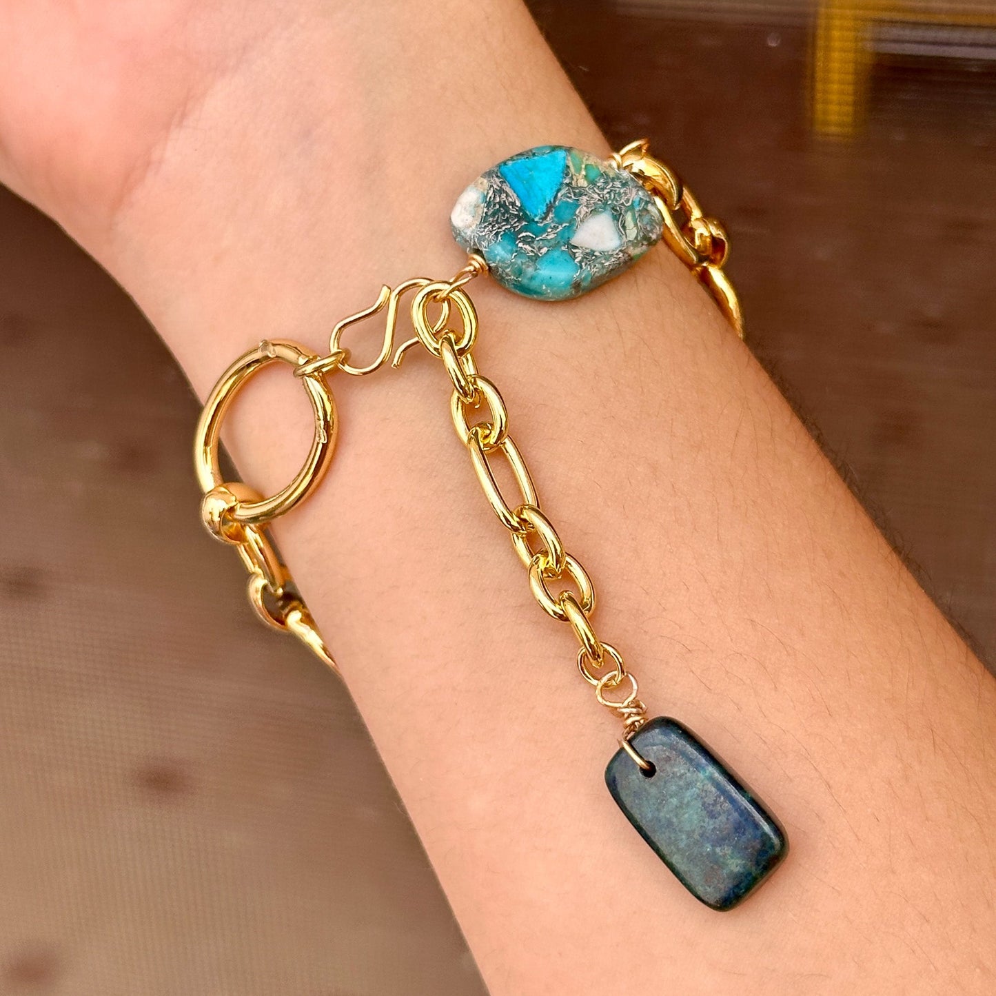 Pulsera Puedra Natural Acero Inox 3110-16