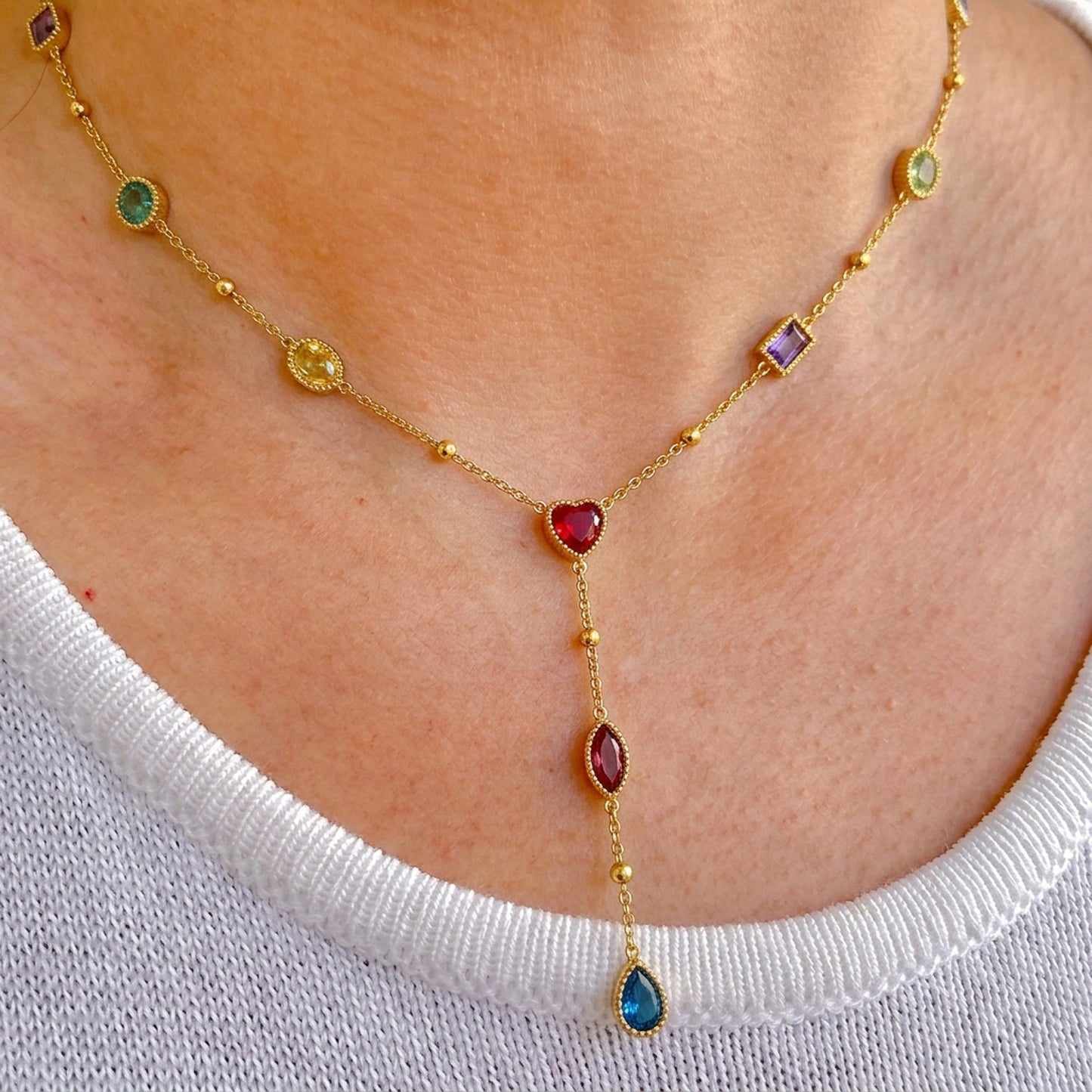 Collar Dijes Coloridos Acero Inox 3110-20