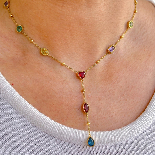 Collar Dijes Coloridos Acero Inox 3110-20