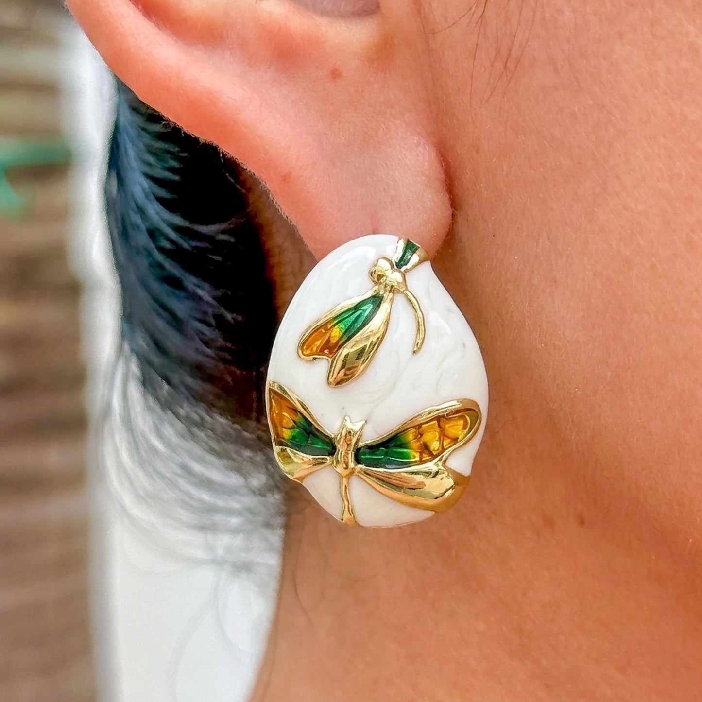 Aretes Esmalte Blanco Acero Inox 3110-22