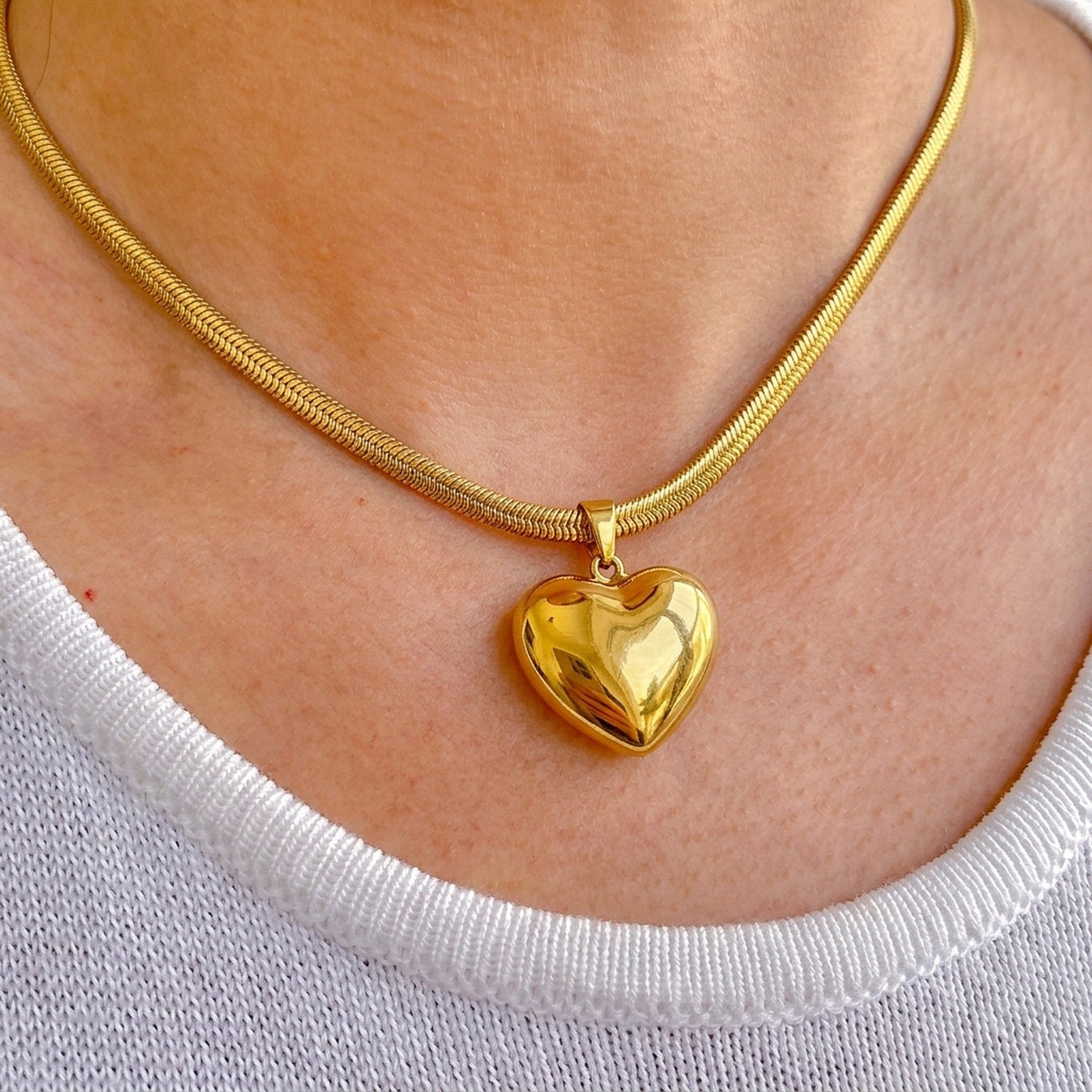 Collar Corazon 3D Dorado Acero Inox 3110-37