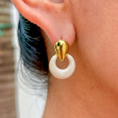 Aretes Blancos Esmalte 304L Acero Inox