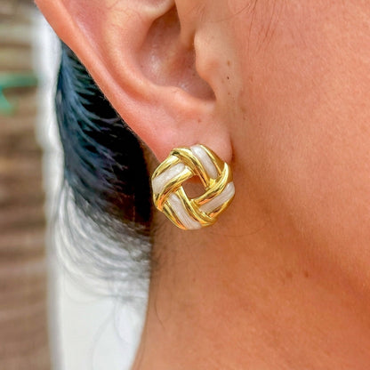 Aretes Blancos Esmalte 304L Acero Inox