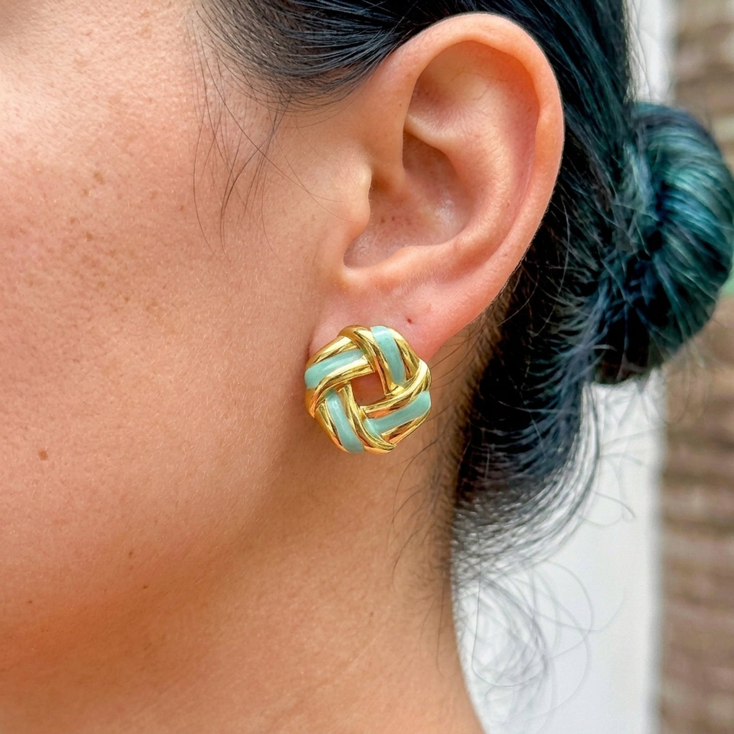 Aretes Esmalte Verde 304L Acero Inox