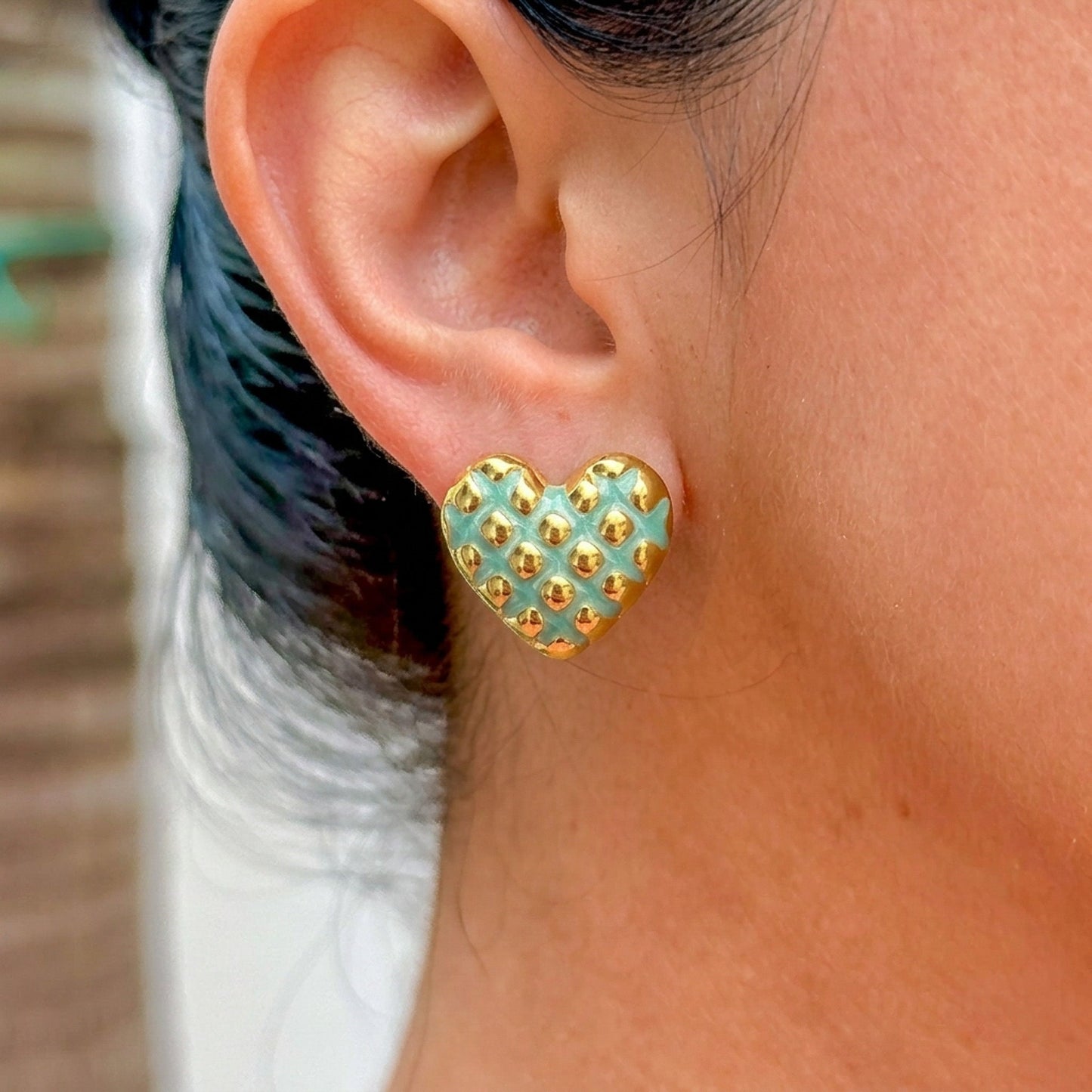 Aretes Esmalte Verde 304L Acero Inox