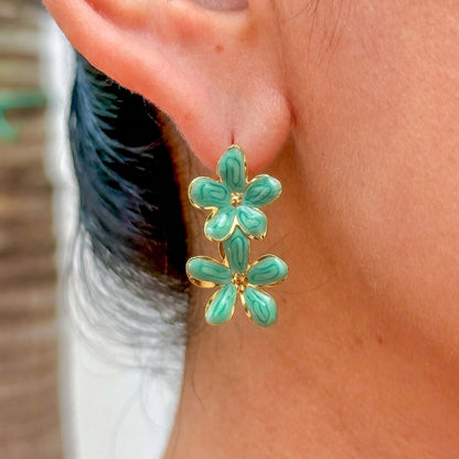 Aretes Esmalte Verde 304L Acero Inox
