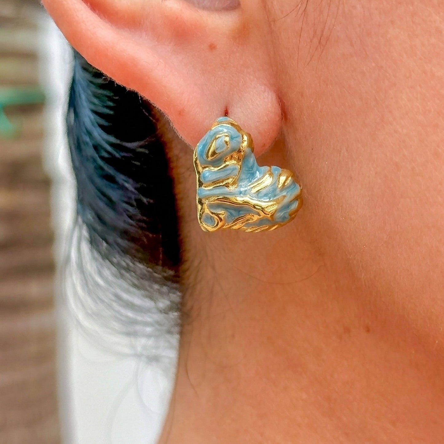 Aretes Esmalte Verde 304L Acero Inox