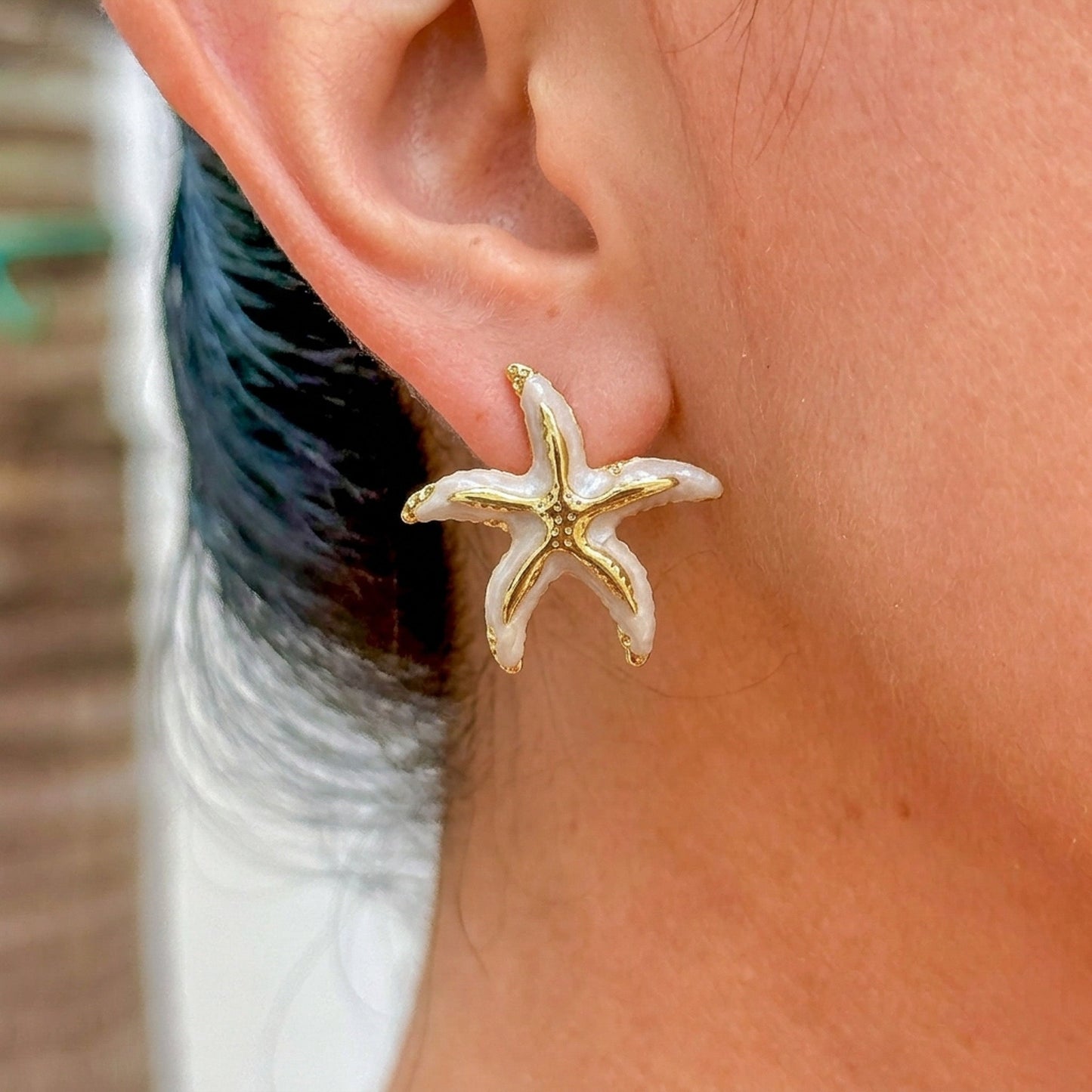 Aretes Blancos Esmalte 304L Acero Inox