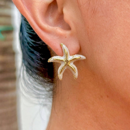 Aretes Blancos Esmalte 304L Acero Inox