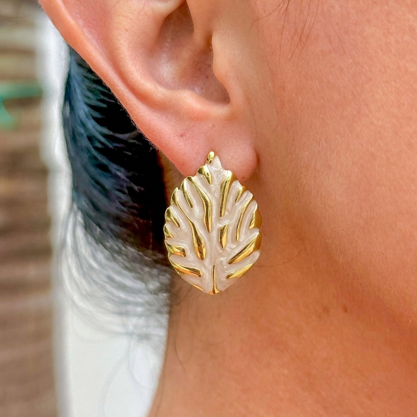 Aretes Blancos Esmalte 304L Acero Inox