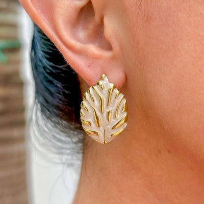 Aretes Blancos Esmalte 304L Acero Inox