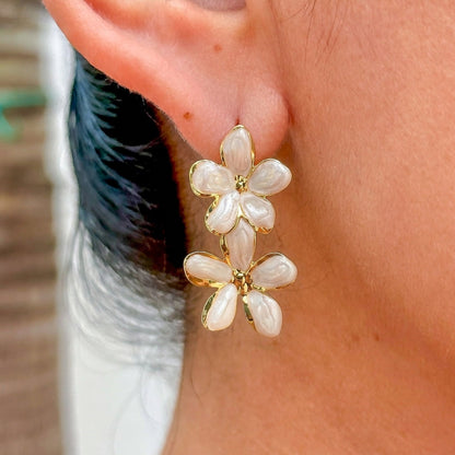 Aretes Blancos Esmalte 304L Acero Inox