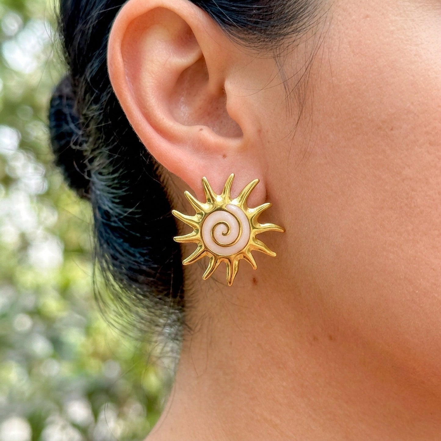 Aretes Blancos Esmalte 304L Acero Inox