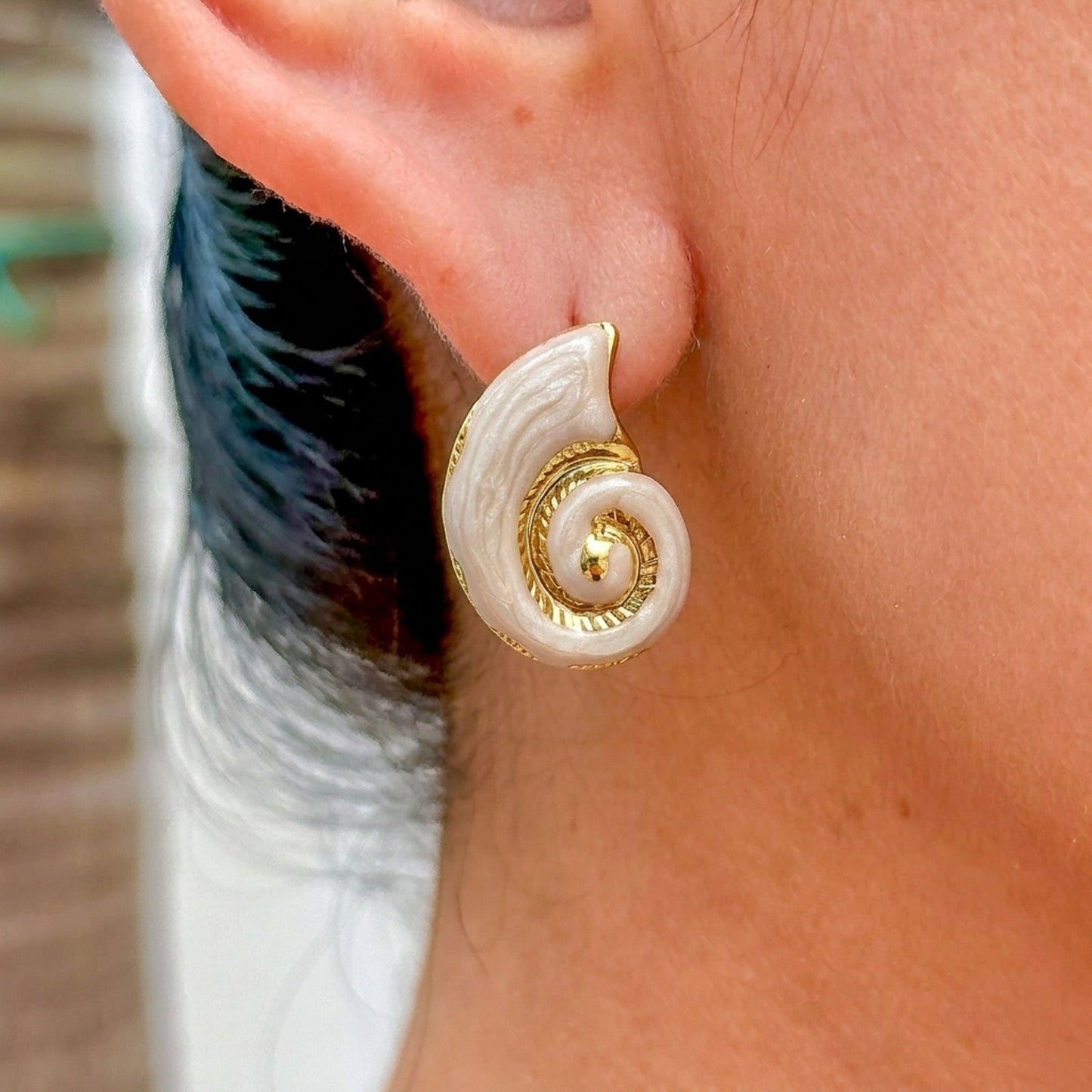 Aretes Blancos Esmalte 304L Acero Inox
