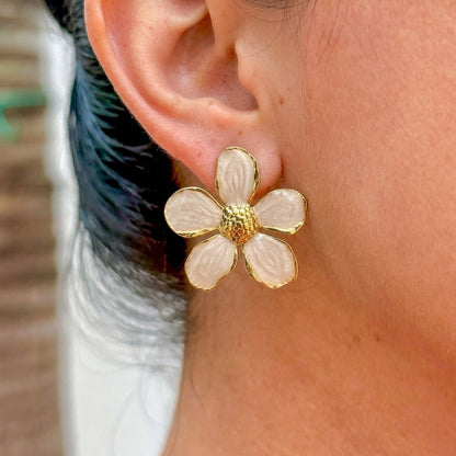 Aretes Blancos Esmalte 304L Acero Inox