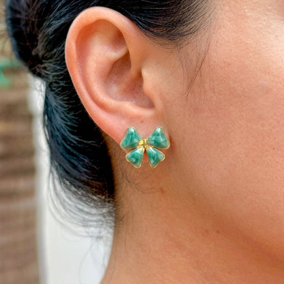 Aretes Esmalte Verde 304L Acero Inox